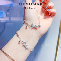 Lắc tay bạc nữ TIENTHANH SILVER lắc tay hình bướm đính đá bạc ý