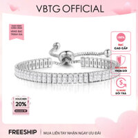 Lắc tay bạc nữ VBTG đính đá dây rút bản to - Vòng tay bạc ta cao cấp VBTG2066
