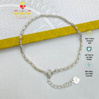 Lắc tay bạc nữ xi bạch kim, Lắc bi trụ 2li bạc 925, Vòng tay bạc Ý xi vàng trắng đẹp - KIMLOCPHAT