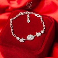 Lắc tay bạc ta CaoBac Silver xi vàng trắng đính Kim Cương Moissanite 5li họa tiết sang trọng cao cấp
