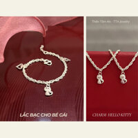 Lắc tay Bạc ta Hello Kitty nhỏ xinh 13cm - 16cm, có thể sử dụng như lắc chân cho bé gái - Bạc thật TTA Jewelry L212