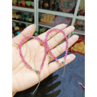 Lắc tay bạc Tourmaline hồng size nhí 3-4li đáng yêu