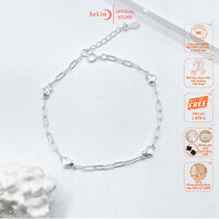 Lắc tay bạc, vòng tay bạc nữ SELIN JEWELRY hình trái tim móc xích nữ tính, đơn giản, trang sức phụ kiện bạc nữ