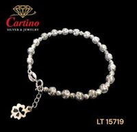 Lắc tay bạc xi bạch kim, mẫu bi phay tròn nhỏ xinh xắn và thời trang- LT 15719