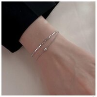 Lắc tay bạc ý 925 thiết kế chuỗi đôi phong cách phụ kiện nữ thời trang .