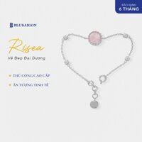 Lắc Tay - Bạc Ý Mạ Vàng Trắng Đính Kim Cương Moissanite - Ngọc Trai Hồng - BLUSAIGON Risea