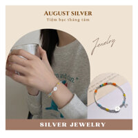 Lắc tay bi bạc cầu vồng smile August Silver