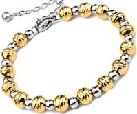 Lắc tay bi nữ mạ vàng dạng bi xoắn - Bi trắng vàng