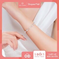 Lắc Tay Bi Thiết Kế Giác Cắt Độc Đáo Vàng Trắng 14k LB025 Huy Thanh Jewelry