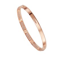 Lắc tay Cartier Love Vàng Hồng Full 2 Hàng Kim