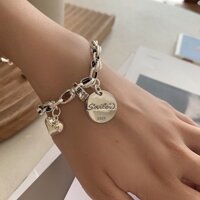 Lắc tay charm tim kết hợp thẻ tròn cá tính -  S925 – phong cách Hàn Quốc trẻ trung năng động cá tính
