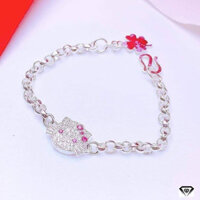 Lắc tay cho bé gái bạc ta mặt kitty gắn đá nhỏ xinh xắn làm theo cân nặng từng bé l