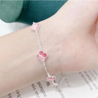 Lắc tay cỏ 4 lá may mắn , hồng ruby - BẠC NHẬT MINH