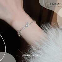 Lắc tay cỏ 4 lá vòng tay nữ màu bạc sang trọng phong cách trẻ trung làm quà tặng Larme accessories -VT0167