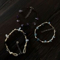 Lắc tay đá phong thủy tự nhiên amethyst clear quartz rose quartz aquamerine obsidian