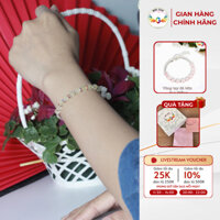 Lắc Tay Đá Thiên Nhiên Mix Bi Mạ Bạc, Vòng Tay Đá Thạch Anh Hồng Năng Động Trẻ Trung N3