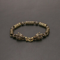 Lắc tay đầu rồng đốt trúc bằng đồng