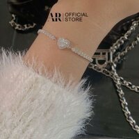 Lắc tay dây rút bạc 925 xi bạch kim vòng tay trái tim Cara-Aura Silver-LT18