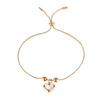 Lắc Tay Dây Rút Trái Tim Titan Ko Đen TT 3433 - Vàng hồng