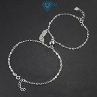 Lắc tay đôi bạc gắn nam châm trái tim ghép khắc tên theo yêu cầu, vòng tay bạc cặp đôi cao cấp LTD0052 - Trang Sức TNJ