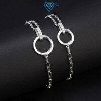 Lắc tay đôi bạc mắt xích sang trọng phong cách, vòng tay đôi nam nữ hình tròn khắc tên yêu cầu LTD0048 - Trang Sức TNJ