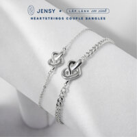 Lắc Tay Đôi Bạc S925 Cao Cấp JENSY Nút Thắt Trái Tim "Heartstrings" LTDJ6, Vòng Tay Cặp Đôi Bạc
