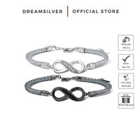 Lắc Tay Đôi Bạc, Vòng Tay Đôi Dreamsilver Mix Vải Canvas Infinity Love LTD012