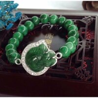 Lắc tay hồ ly cẩm thạch bọc bạc đính đá