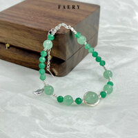 Lắc tay hỗ trợ may mắn tốt nhất Green Aventurine charm bạc thái S925 FaeryGem