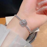 Lắc tay hoa hồng full đá bạc 925 xi kim cao cấp- Trang Sức Minh Tâm