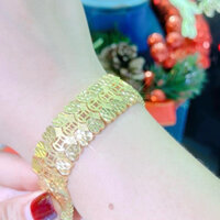 Lắc tay hoạ tiết kim tiền 2 hàng tim giữa mạ vàng Kami trang sức sỉ