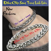 lắc tay inox nam 2 tầng kiểu bông dừa đẹp, không đen, chuẩn thời trang - 17cm