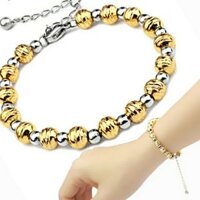 Lắc tay inox nữ bi cách điệu thời trang mạ vàng 24k
