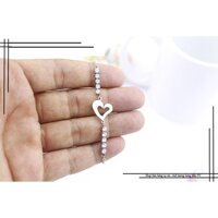 Lắc tay inox nữ kèm phụ kiện trái tim thời trang thép không gỉ- LTQC12