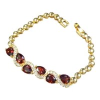 Lắc tay khoen lật vòng tay mắc xích nữ hột đỏ bền màu mạ vàng 18k