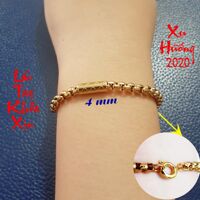 Lắc tay kiểu bông dừa 4 ly bọc khoanh khóa xịn cách điệu mạ vàng bền màu, siêu đẹp, siêu sang, chuẩn thời trang - 18 cm