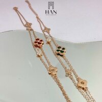 Lắc tay kiểu cỏ 4 lá xi vàng hồng | Bạc ý 925  VT0010 |HANSJ