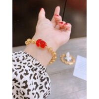 LẮC TAY KIM TIỀN MẠ VÀNG CAO CẤP TÌ HƯU ĐỎ