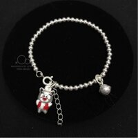 Lắc tay, lắc chân bạc trẻ em chuối bi charm con lợn may mắn, bạc ta 999