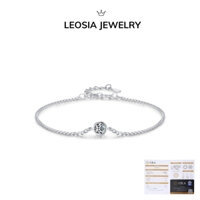 Lắc tay mạ vàng trắng, mặt kim cương Moissanite 6.5 ly kiểm định GRA LEOSIA JEWELRY sang chảnh làm quà tặng