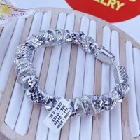 Lắc Tay Nam Bọng Họa Tiết Rồng Cuộn Mạnh Mẽ Xi Bạch Kim Có Ký Hiệu