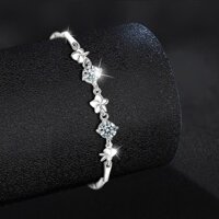 Lắc tay năm chiếc lá kim cương Moissanite , dây bạc 925 Quốc Tế , kèm chứng nhận GRA và thẻ chứng nhận đen