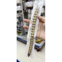 Lắc tay nam inox  kiểu dây sên xe độc đáo cá tính kích cỡ 12mm màu trắng mạ vàng cách điệu  thép không gỉ HSLTNA02