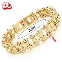 Lắc tay nam inox kiểu dây sên xe độc đáo cá tính kích cỡ 12mm màu mạ vàng thép không gỉ HSLTNA03