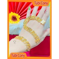 Lắc tay nam khoen lật chạm khía 4D tinh xảo màu vàng 100R.UA- Tubi Cony - Bền Màu- Không Kị Nước