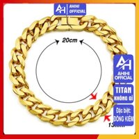 Lắc tay nam lặc đơn kiểu vác cạnh titan thời thượng rẻ đẹp khóa bộ titan thép không gỉ trangsucpt cỡ 13mm mạ vàng PTLTNA