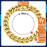 Lắc tay nam lặc đơn kiểu vác cạnh titan thời thượng rẻ đẹp khóa bộ titan thép không gỉ trangsucpt cỡ 13mm mạ vàng PTLTNA