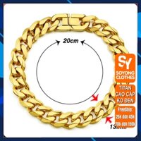 Lắc tay nam lặc đơn kiểu vác cạnh titan cao cấp rẻ đẹp khóa bộ titan thép không gỉ trangsucpt cỡ 13mm mạ vàng PTLTNA14