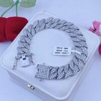 Lắc Tay Nam Nữ Họa Tiết Khoen Lật Đính Full Đá Sang Trọng, Có Kí Hiệu 18K