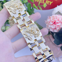 Lắc Tay Nam Rồng Bản To Mạ Vàng 18k Có Ký Hiệu Bền Đẹp, Sang Trọng, Tinh Tế, Bảo Hành 6th